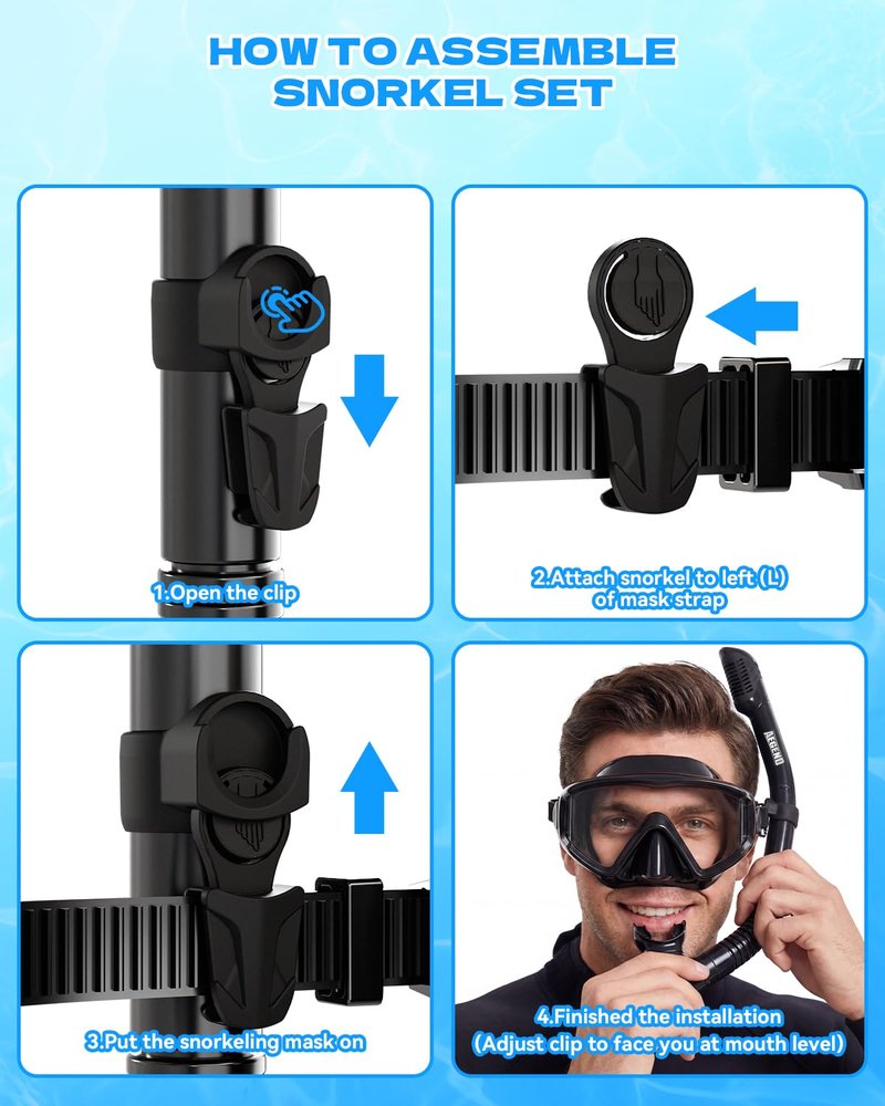 Aegend Diving Dry Snorkel for Adult & Youth - Foldable Snorkeling Gear with Top Dry Valve, Perfect for Snorkeling, Freediving, Swimming and Scuba Diving (Cyan & Rose Red)