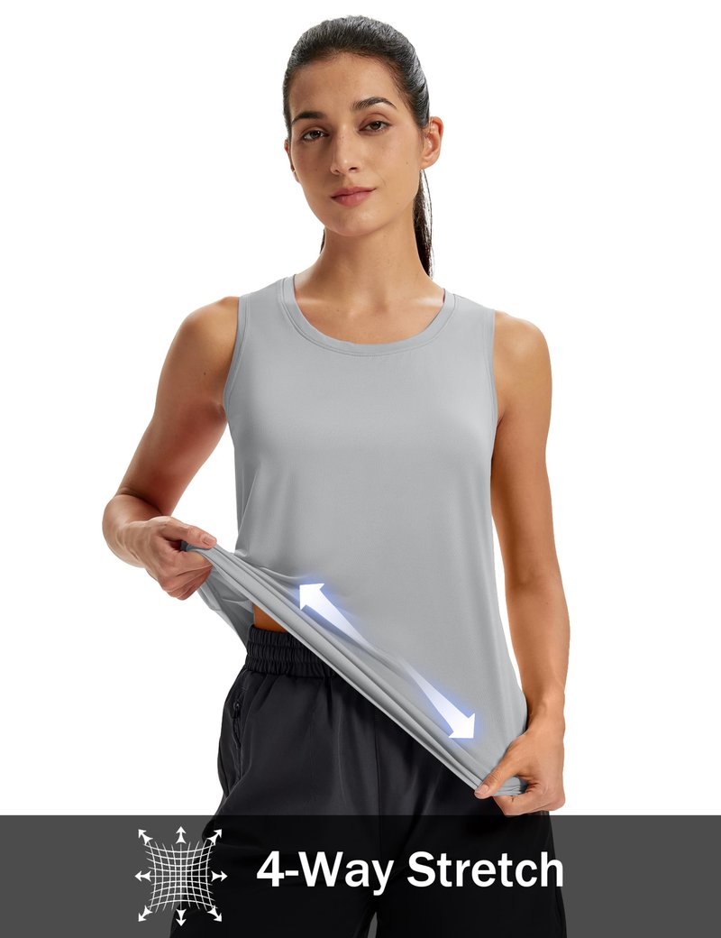 MAGCOMSEN Sleeveless Tops for Women Workout Athletic Tops Racerback Muscle Tanks Grey Gym Running Tank Tops Dry Fit M