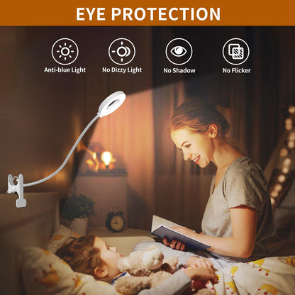 iZELL Desk Lamp, [3 Color Modes & 10 Brightness] LED Reading Light with Clamp, Flexible Gooseneck Book Light for Kids Reading Book in Bed at Night Clip on Table, Headboard, Dorm - 15.8‘’ Black