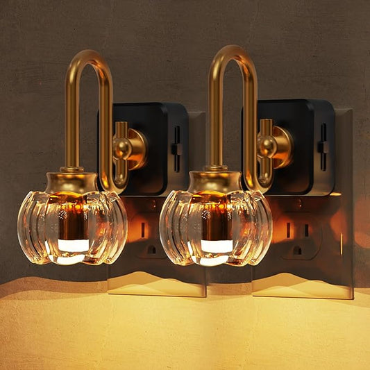 L LOHAS LED Night Lights Plug into Wall, 3000K Soft White LED, Floral Night Lights with Dusk to Dawn Sensor, 0-100lm Adjustable Brightness, for Hallway Bedroom Stairway