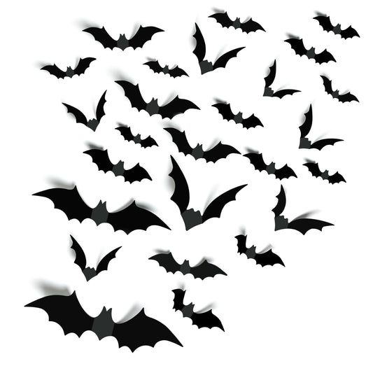 Halloween Party Supplies Hallween Decorations Bats Wall Decor 140PCS Realistic PVC 3D Black Scary Bat Sticker for Creepy Home Decor Halloween Party Decorations DIY Wall Decal Bathroom Indoor Halloween Decor