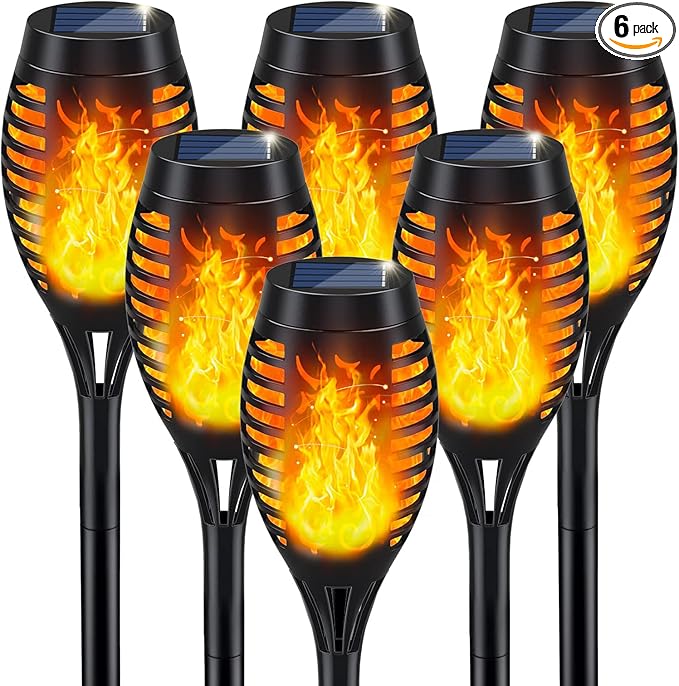 Solar Lights Outdoor, Solar Torch Light with Flickering Flame for Garden Decor, 20.5'' Small Size Solar Powered Garden Lights, Waterproof Flame Torches for Outside Patio Pathway Yard Decorations