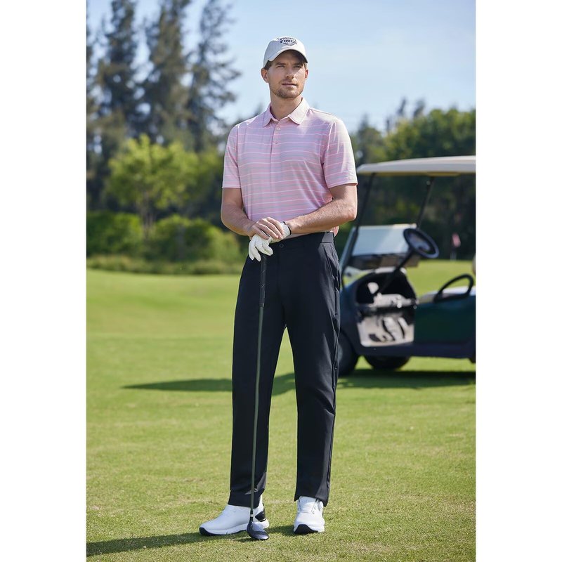 M MAELREG Mens Polo Shirts Short Sleeve Quick Dry Fit Striped Performance Lightweight Active Mens Golf Polo Shirts