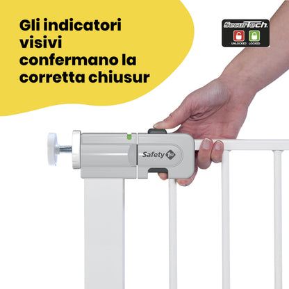 Safety 1st SecureTech Metal Gate, Pressure Fit Safety Gate, Baby Gate for Stairs and Doors, for Widths 73 to 80 cm, extendable up to 136 cm with extensions sold separately, Metal White