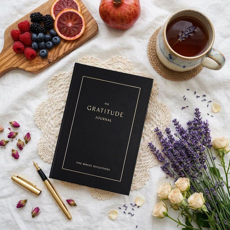 Gratitude Journal for Women - 5 Minute Daily Mindfulness Practice with Prompts & Quotes | Undated Bold Black Notebook