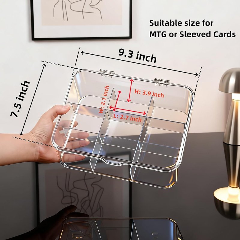 MTG Card Storage Box - 2 Pack Large Acrylic Organizer for 4200+ Trading Cards | Removable Dividers