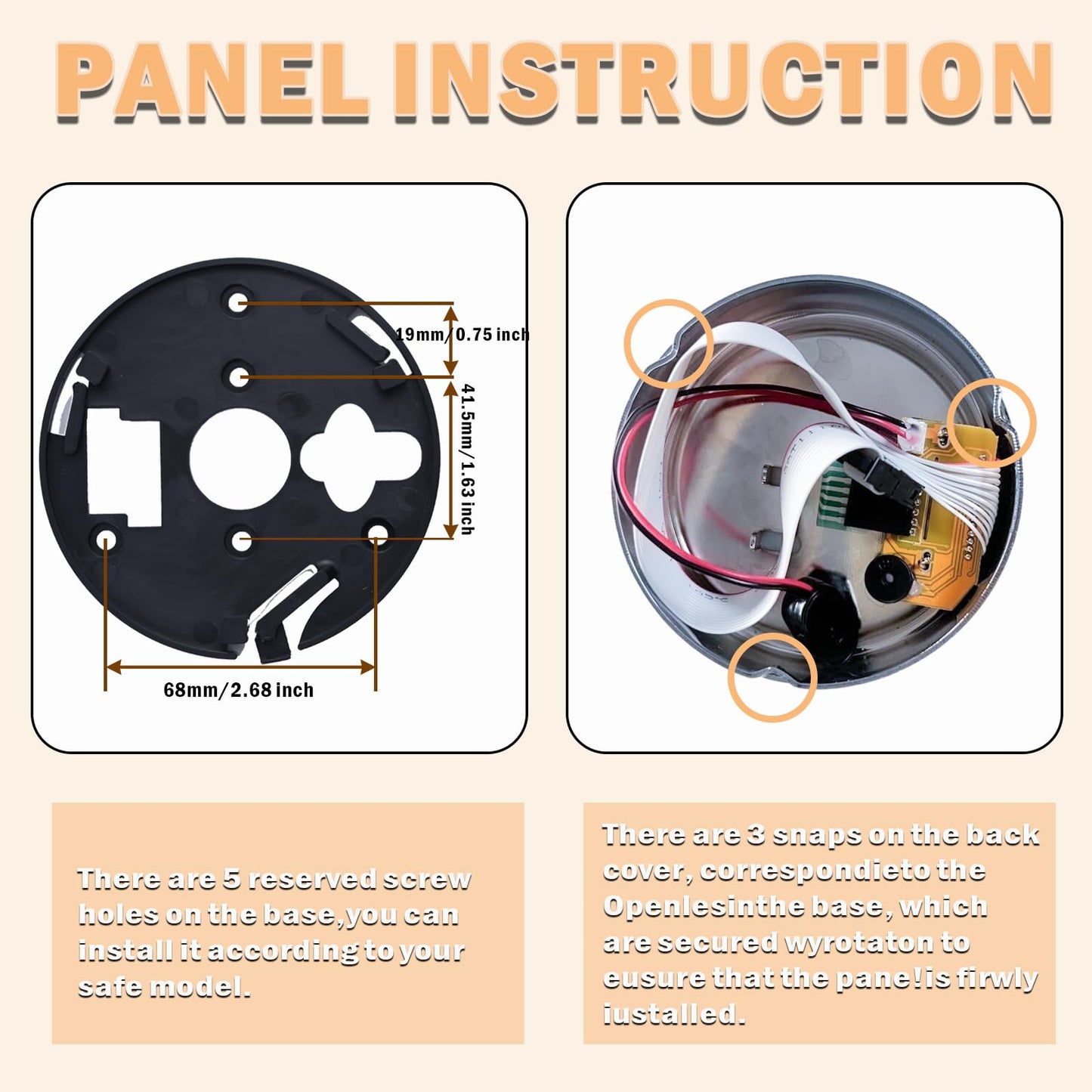Gun Safe Replacement Lock Chrome Digital Keypad Electronic Lock, Solenoid Safe Lock Mechanism, 14 Pin DIY Safe Lock