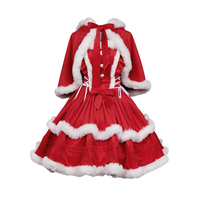 ZZEQYG Womens Christmas Dresses Santa Christmas Outfits Cute Lolita Dress(L,Suit-Red)