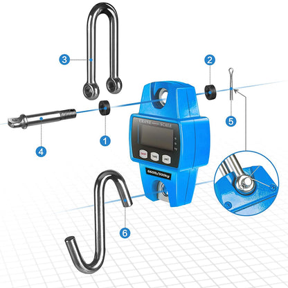 Digital Hanging Scale 660 LB 300 KG - Professional Heavy Duty Waterproof Fish Scale - Portable Durable Crane Scale for Luggage Weight Suitcase Hunting Farm Bike Bow Fish Weight Fishing Scale