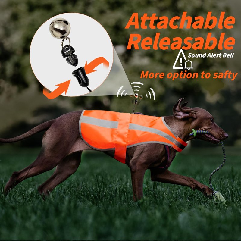 Reflective Dog Vest for Medium Large Breeds, High Visibility Dog Safety Vest with Removable Bell Keep Safe from Hunting, Training & Cars Accidents