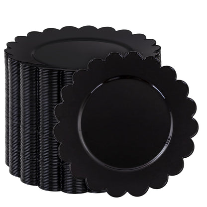 SUT 72 PCS Black Plastic Plates - 7.5 Inch Elegant Disposable Party Tableware for Halloween, New Year, Dessert & Celebrations