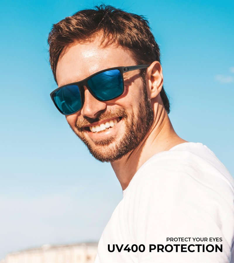 KALIYADI Polarized Sunglasses Men, Lightweight Mens Sunglasses Polarized UV Protection Driving Fishing Golf (Black/Ice Blue/Green