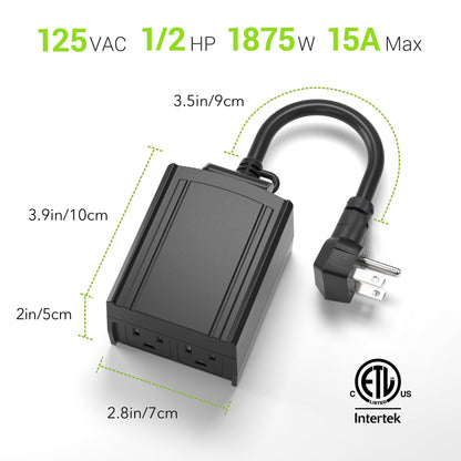 BN-LINK 24 Hour Heavy Duty Mechanical Timer, Outdoor Timer Outlet Waterproof with 30 Minutes Intervals, 2 Grounded Outlets for Christmas Lights Pool Pump,15A 1/2HP, ETL Listed(2 Pack)
