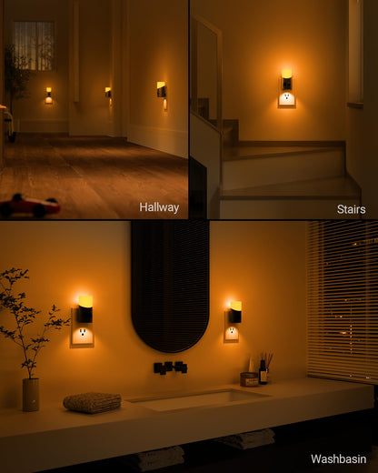 Lyridz LED Night Lights Plug into Wall with Motion Sensor, 1-150LM Dimmable Plug-in Nightlight Indoor for Bedroom, Bathroom, Hallway, Stairs, Pet House, Toilet, 2 Pack