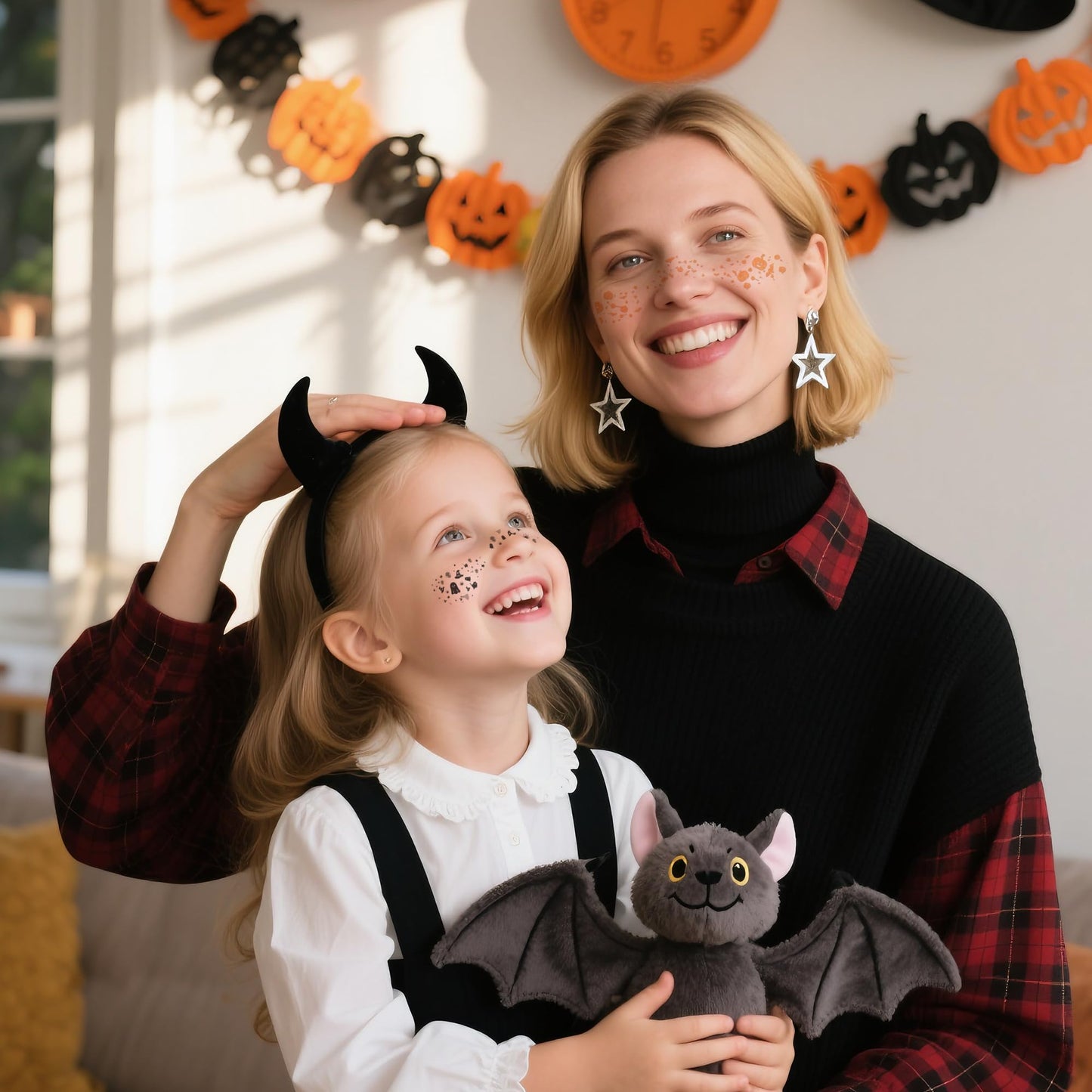 Halloween Face Glitter Freckles Tattoo,Temporary Tattoos Makeup Patches, Body Glitter Fake Freckles Stickers for Kid Halloween Decor,Theme Party,Bats Witch Pumpkin Rave Accessories,30 PCS