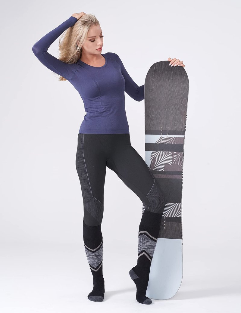 FITRELL 2/3 Pack Merino Wool Ski Socks for Snowboarding, Full Cushioned Winter Thermal Knee-high Warm Socks for Men and Women