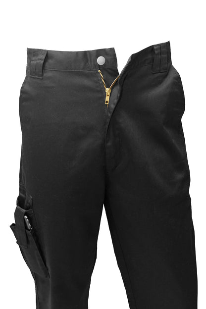 FNT Workwear Black Multi Pockets Men Cargo Combat Work Trousers Work Pants with Button & Zip Fly (34W / 31L, Black)