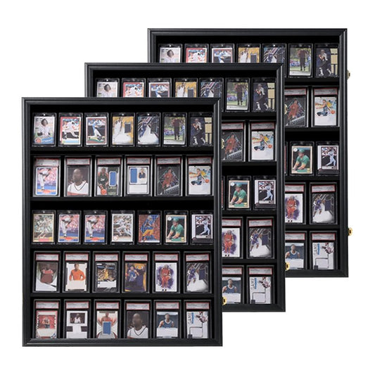 KCRasan 3 Pack 35 Graded Sports Card Display Frame -Baseball Card Display Case Lockable - Trading Card Collector Wall Display Holder for Basketball Football Cards, UV Protection Acrylic