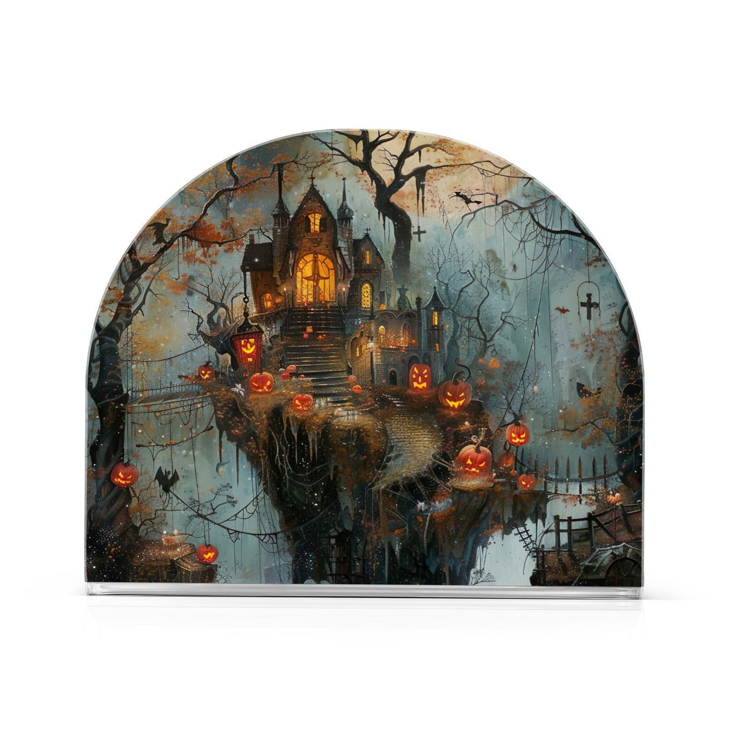 Qilmy Halloween Haunted House Napkin Holder for Tables – Napkin Holders for Kitchen, Table Napkin Holders, Cocktail Napkin Holder,Paper Napkins Holder