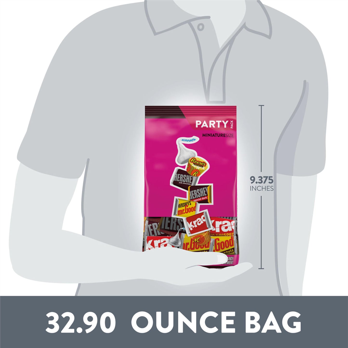 HERSHEY'S and REESE'S Miniatures Assorted Chocolate Candy Party Pack, Halloween Candy, 32.9 oz