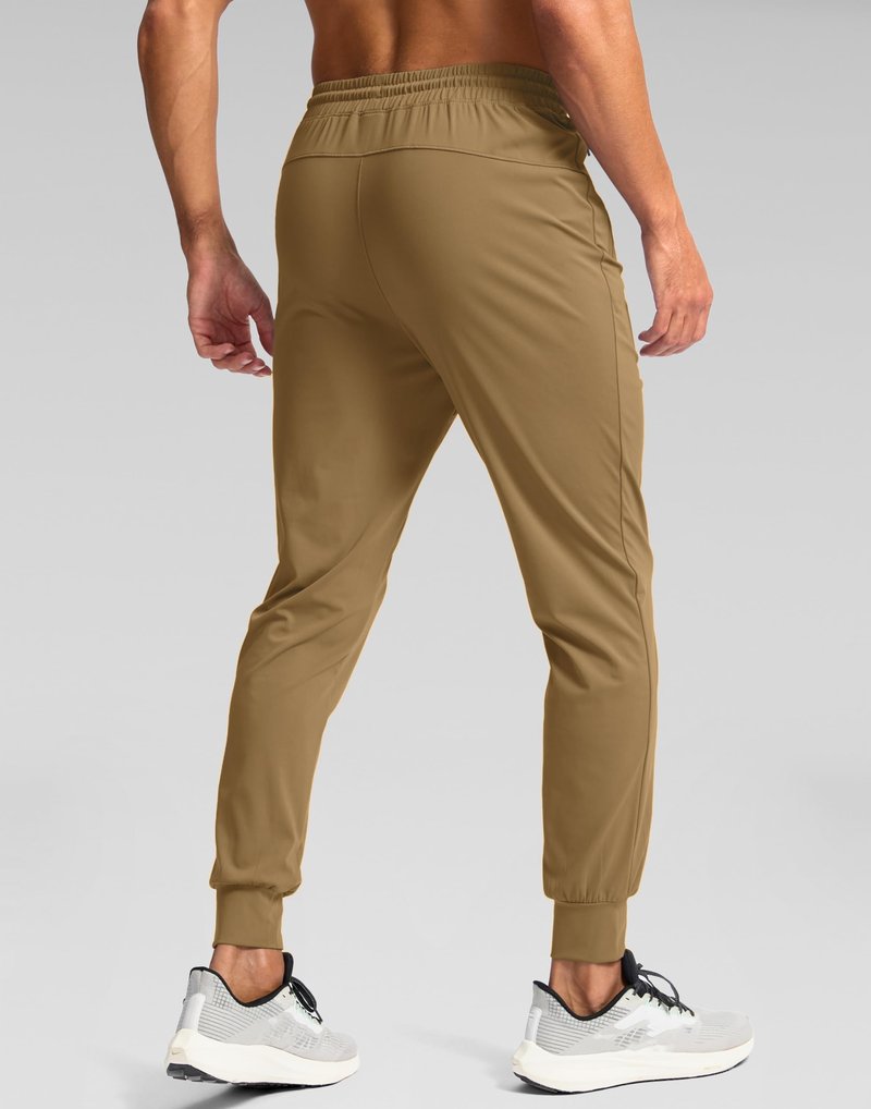 Pudolla Men's Lightweight Sweatpants with Pockets Ultra 4-Way Stretch Joggers Gym Workout Runing Athletic Track Pants(Dark Khaki L)