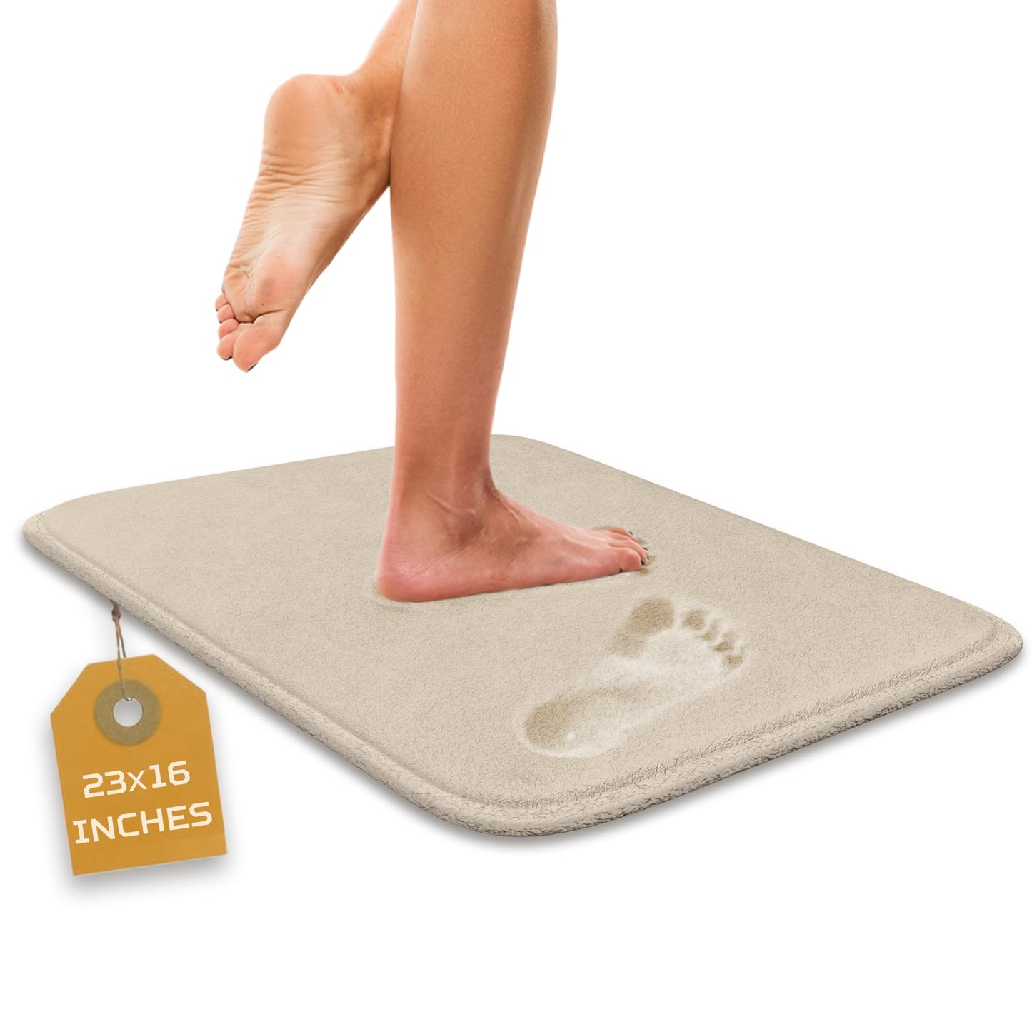 Elvoki Luxury Bathroom Rug – 1 Piece Memory Foam Bath Mat, Non-Slip & Ultra Soft, Highly Absorbent, Easy to Clean - Beige (23"x16")