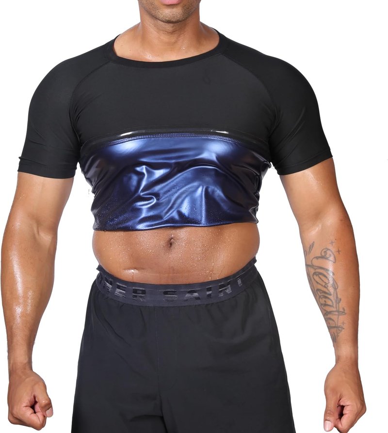 Men's Sauna Sweat Suit - Compression Workout T-Shirt for Gym | Sports Shapewear Jacket