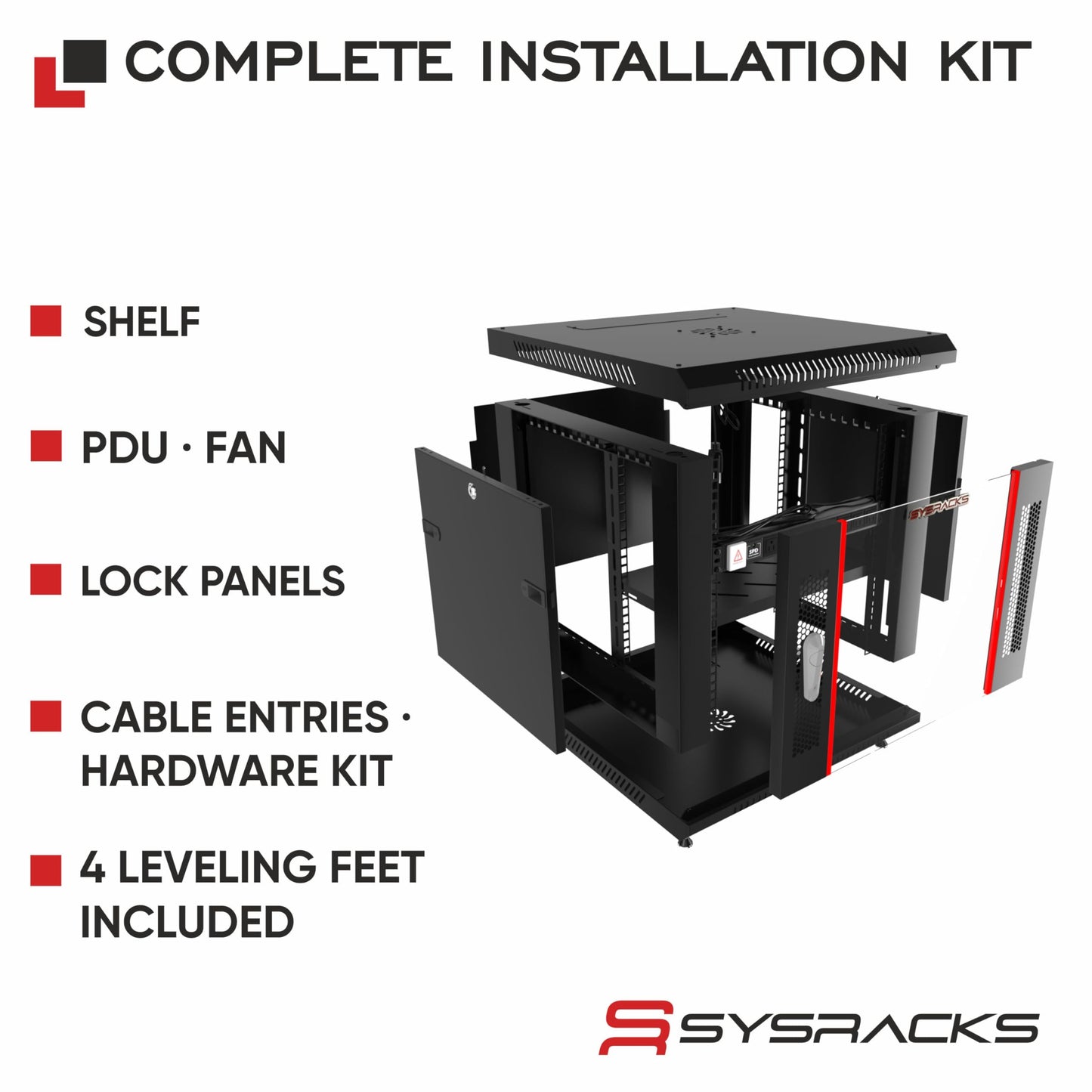 6U Wall Mount Home Lab Server Rack – 19" Locking Network Cabinet, 18" Deep Router & AV Rack with Fan, PDU and Shelf for NAS, Switches and Home Network Equipment
