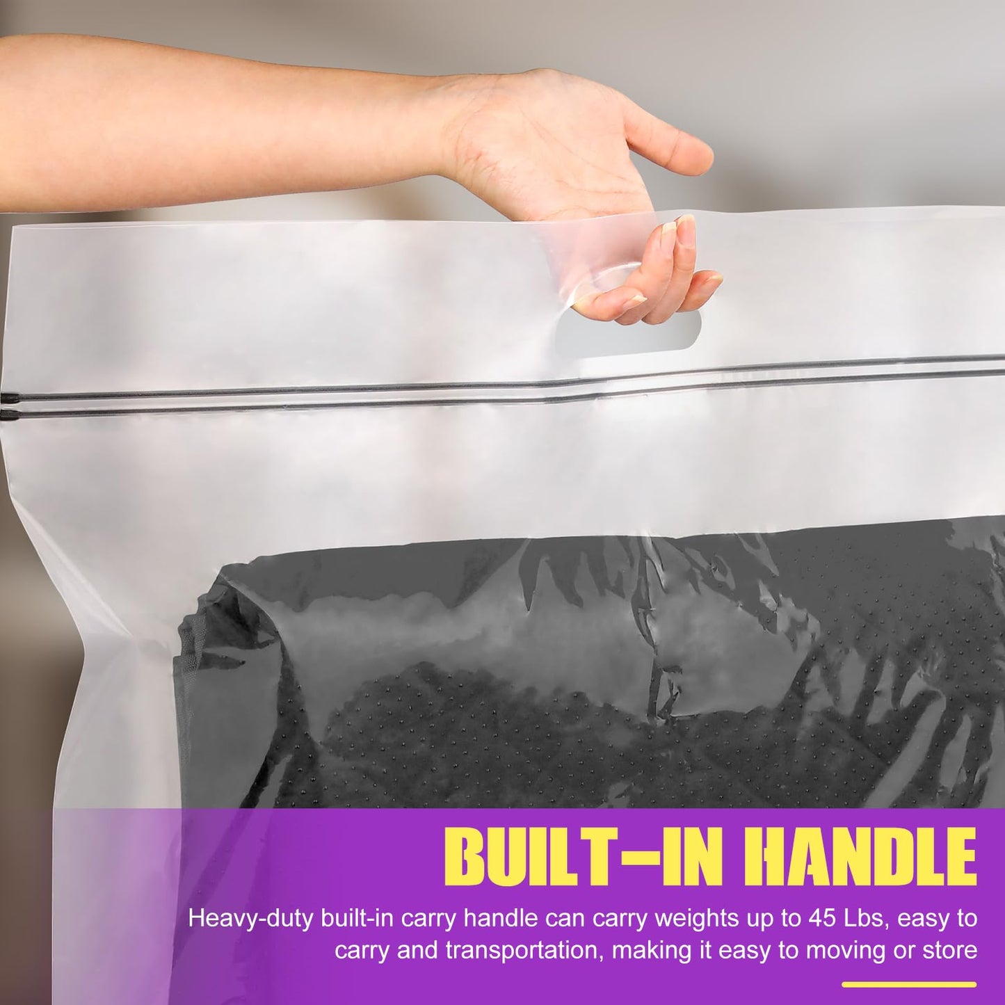 FURWEY 25 Gallon Extra Large Storage Bags 35”x 24”Resealable Clear Bags with Handle 4 Mil Thick Heavy Duty Big Bag for Clothes Pillow Travel Moving,Bedding,Shoes and Toys Storage, Pack of 6