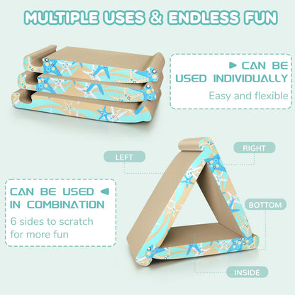 Cat Scratch Pad- 3 in 5 Corrugated Cardboard Cat Scratcher for Indoor Cats, Professional Cat Scratching Board for Adult Cats, Catify Cat Scratcher Pads with Catnip