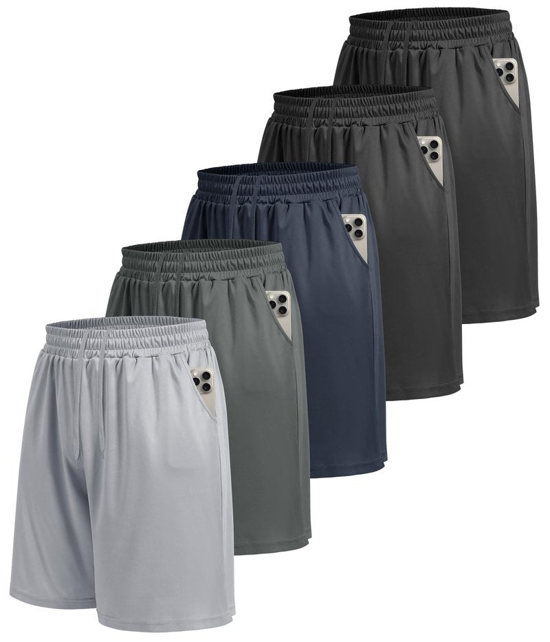 LalaHooK 5 Pack Gym Mens Shorts - Quick Dry Basketball Workout Athletic Shorts with Pockets for Running Casual Activewear