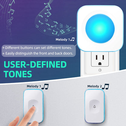 Wireless Doorbell 1200 Feet Waterproof Doorbells for Home with 36 Melodies 4 Volume levels, Flash Led Light (1 Receiver&1 Touch Button White)