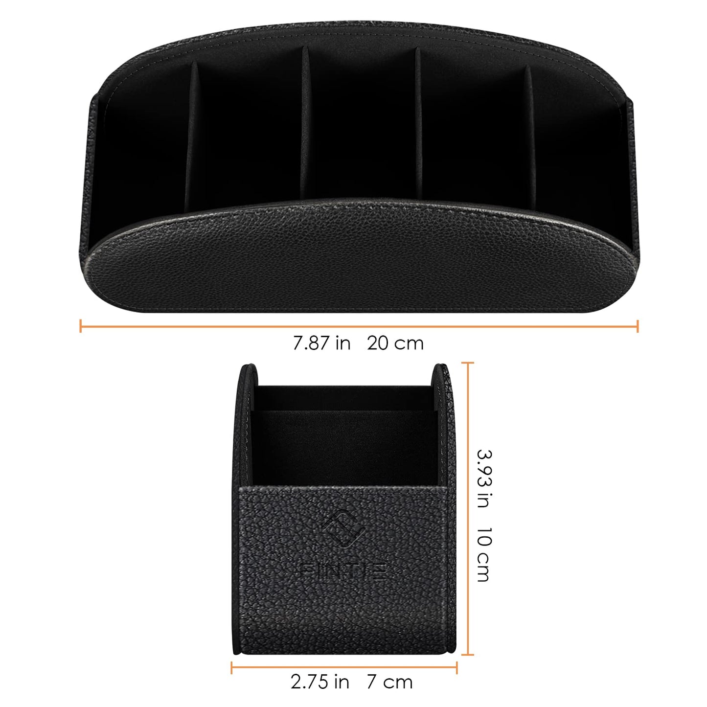 Fintie Remote Control Holder, 5 Compartments Vegan Leather TV Remoter Caddy Desktop Organizer Makeup Brush Holder Storage Fits TV Remotes, Media Controllers, Office Supplies(Black)