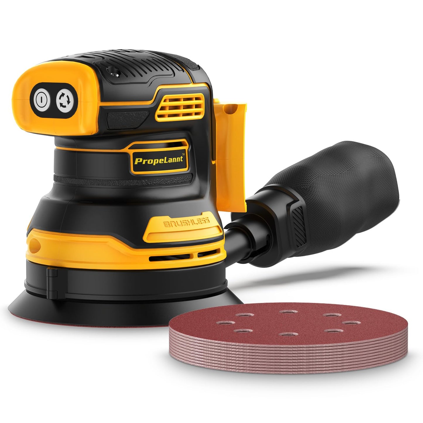Random Orbital Sander for Dewalt 20V Battery, 5" Palm Cordless Sander with 10pcs Sandpaper, 3 Variable Speeds, Dust Collector for Woodworking Polishing Sanding(Battery Not Included)