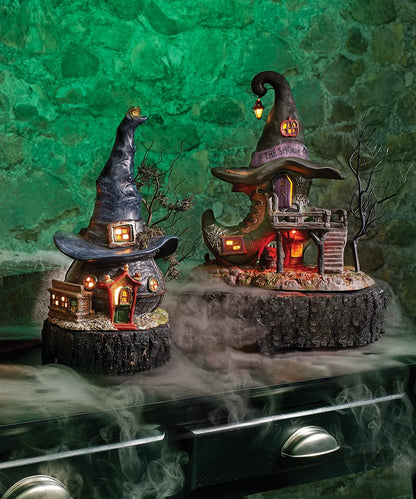 Department 56 Ceramic Snow Village Halloween Witch Hollow Toads and Frogs Witchcraft Haunt Lit House, 5.91 Inch, Multicolor