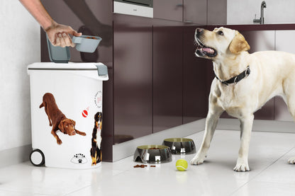 Curver 241093 Food Container 20 kg I 54L White/Grey/Love Pets Dogs 49.3 x 27.8 x 60.5 cm