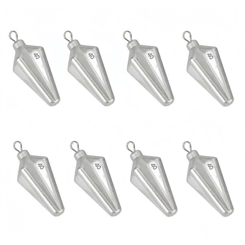 Magnoloran 8PCS Fishing Weights Sinkers, Bank Fishing Sinkers Four Corner Catfishing Sinkers Saltwater Surf Fishing Weights Lead Sinkers Torpedo Weights Pyramid Sinkers-1.4oz(40g)