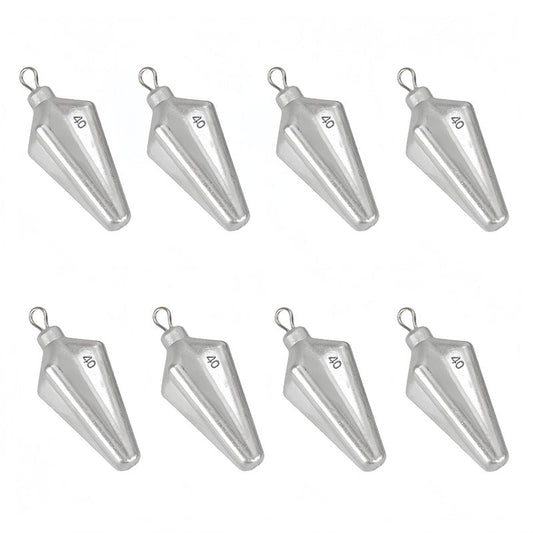 Magnoloran 8PCS Fishing Weights Sinkers, Bank Fishing Sinkers Four Corner Catfishing Sinkers Saltwater Surf Fishing Weights Lead Sinkers Torpedo Weights Pyramid Sinkers-1.4oz(40g)