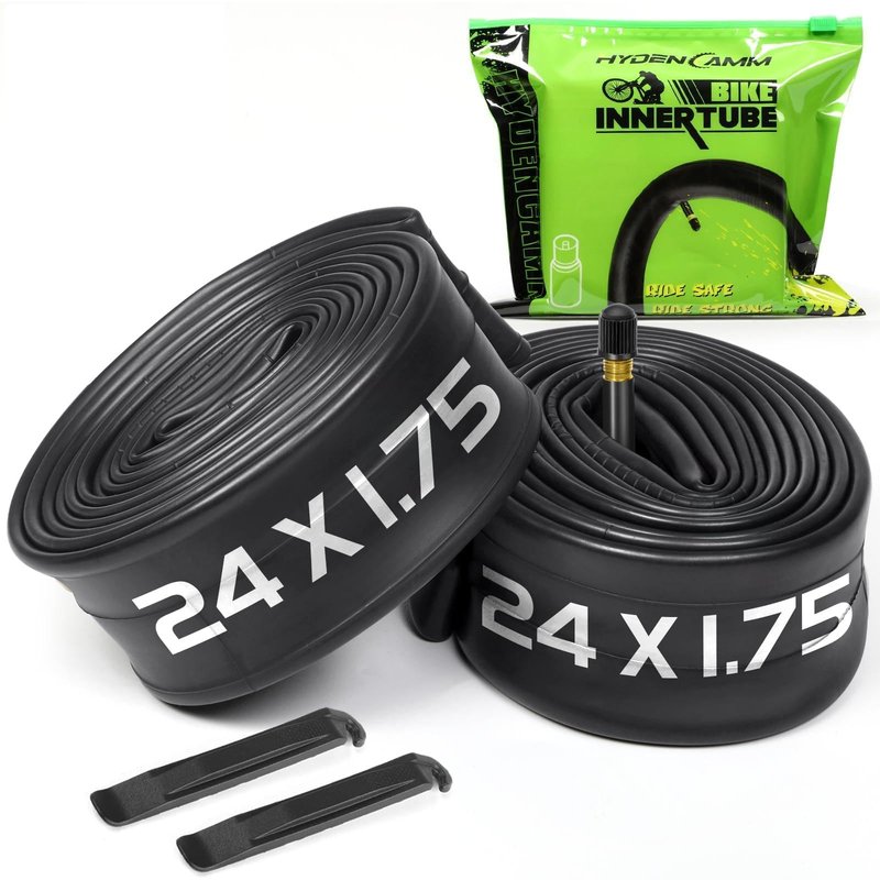 2-Pack Bike Inner Tube for 24 X 1.75/1.95/2.10/2.125", Premium 24x1.95 Bicycle Tube with 32 mm Schrader Valve 2PCS Levers, 24x2.125 Tube Compatible with Road/MTB/Kids Bike by Hydencamm (2 of One Size)