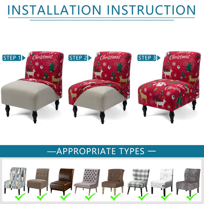 Liykimt Stretch Spandex Slipcover for Armless Accent Chairs - Removable Furniture Protector Fits Living Room, Dining Room & Hotel Use (Christmas Red, Single Pack)