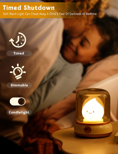 WANIDEA Cute Ghost Campfire Lamp, Halloween Decor,Kids Night Light，Adjustable Dimmable Rechargeable Night Light for Kids, Girls, Boys Gifts,Halloween,Christmas Decorations