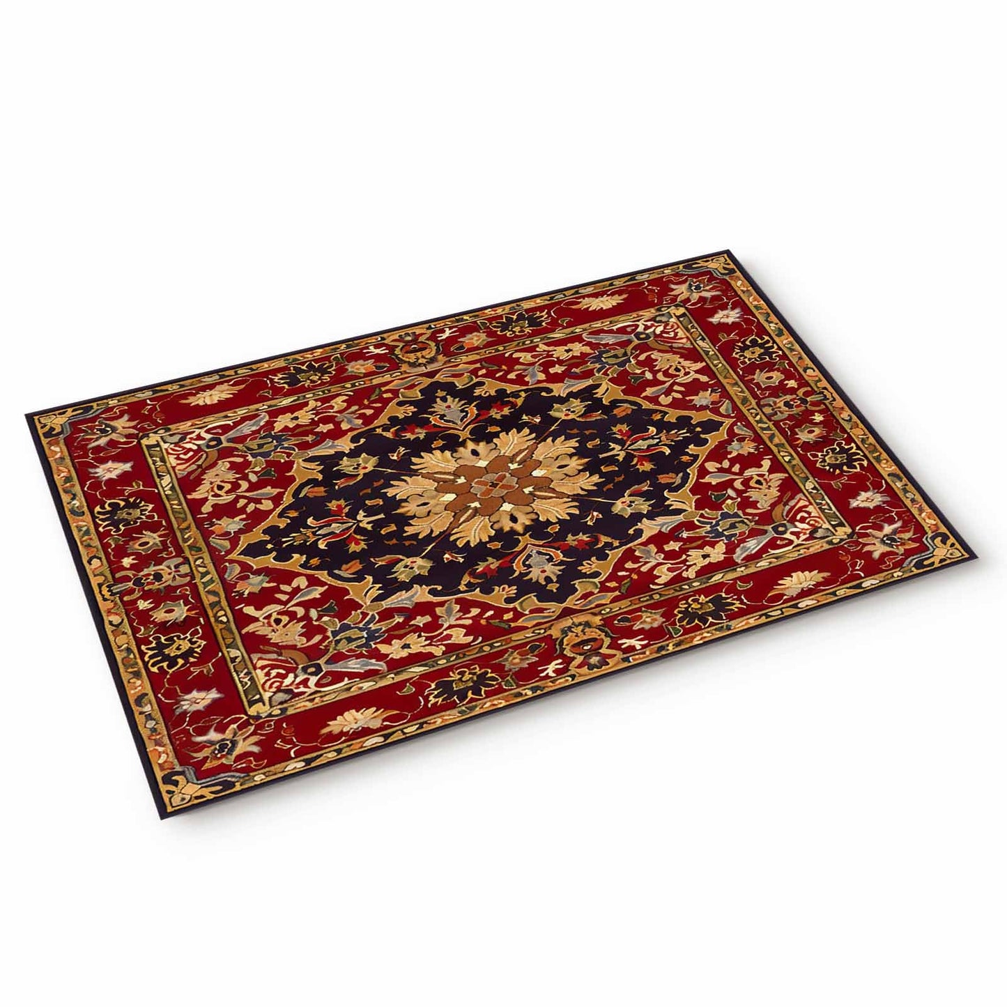 Homechoid Red Medallion Floral Front Door Mat for Indoor Entrance 18x30 Inche, Retro Traditional Oriental Boho Tribal Absorbent Doormat for Bathroom/Garage/Kitchen/Entry/Back, Washable