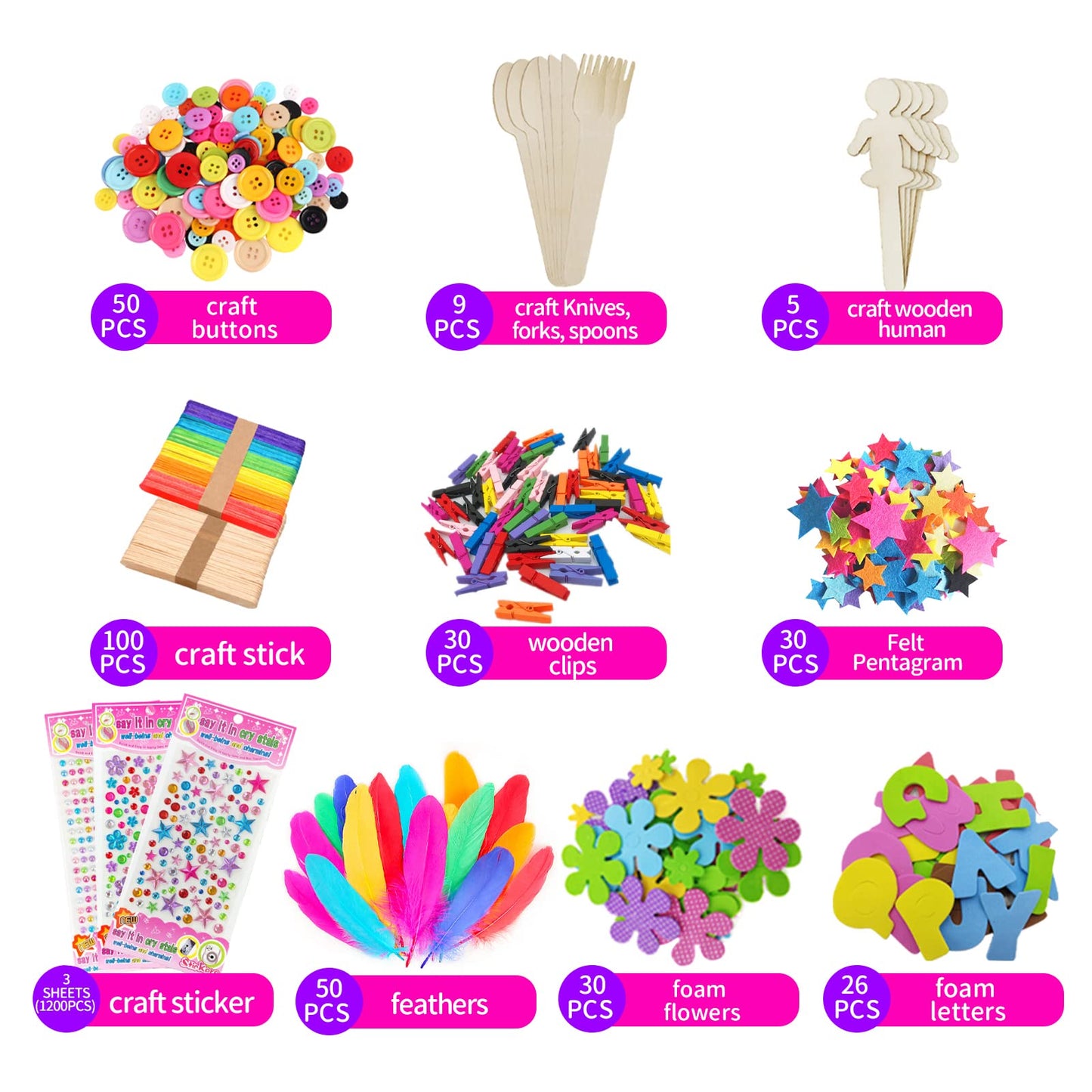Itopstar 3000 Kids Arts and Crafts Supplies for Kids Crafting Supply in 3 Layered Plastic Art Box All in One Ages 8 9 10 11 & 12 Year Old Girls & Boys Crafting Supply Set