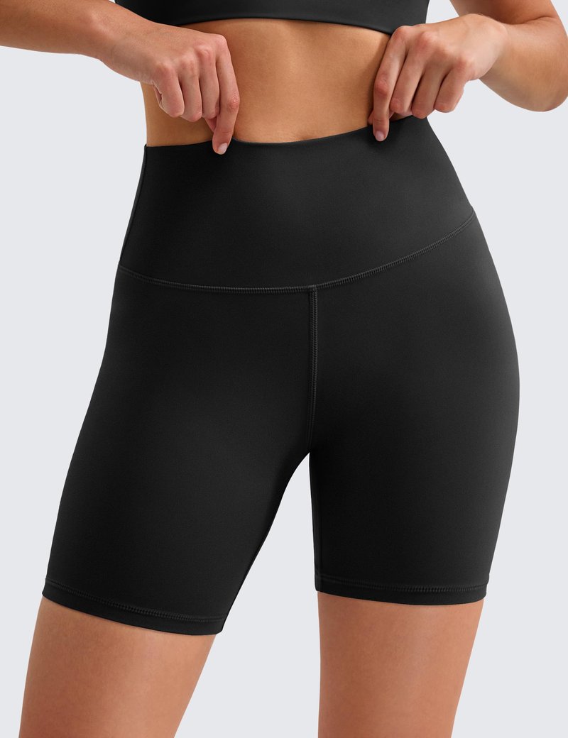BAYDI Clouduxi Biker Shorts for Women 6" - High Waisted Soft Stretch Workout Yoga Gym Running Athletic Shorts Black