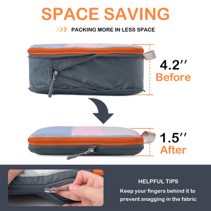 Cipway Compression Packing Cubes, See Through Mesh Luggage Organizer Bags, Travel Essentials for Carry on Suitcase with Laundry Bag and Clear Toiletries Bag（6Pcs,Grey）