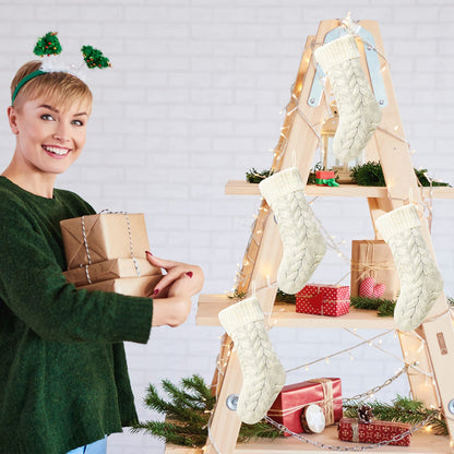 Kunyida Pack 4,18" Unique Ivory White Knit Christmas Stockings Style3