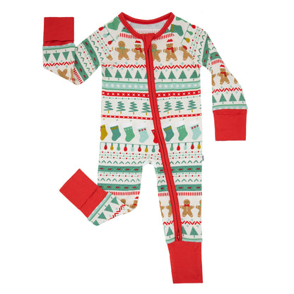 Little Sleepies Christmas Pajamas for Baby Boys & Girls, Viscose from Bamboo Newborn Pajamas, Family Matching Christmas PJs, Fair Isle, 0-3 months