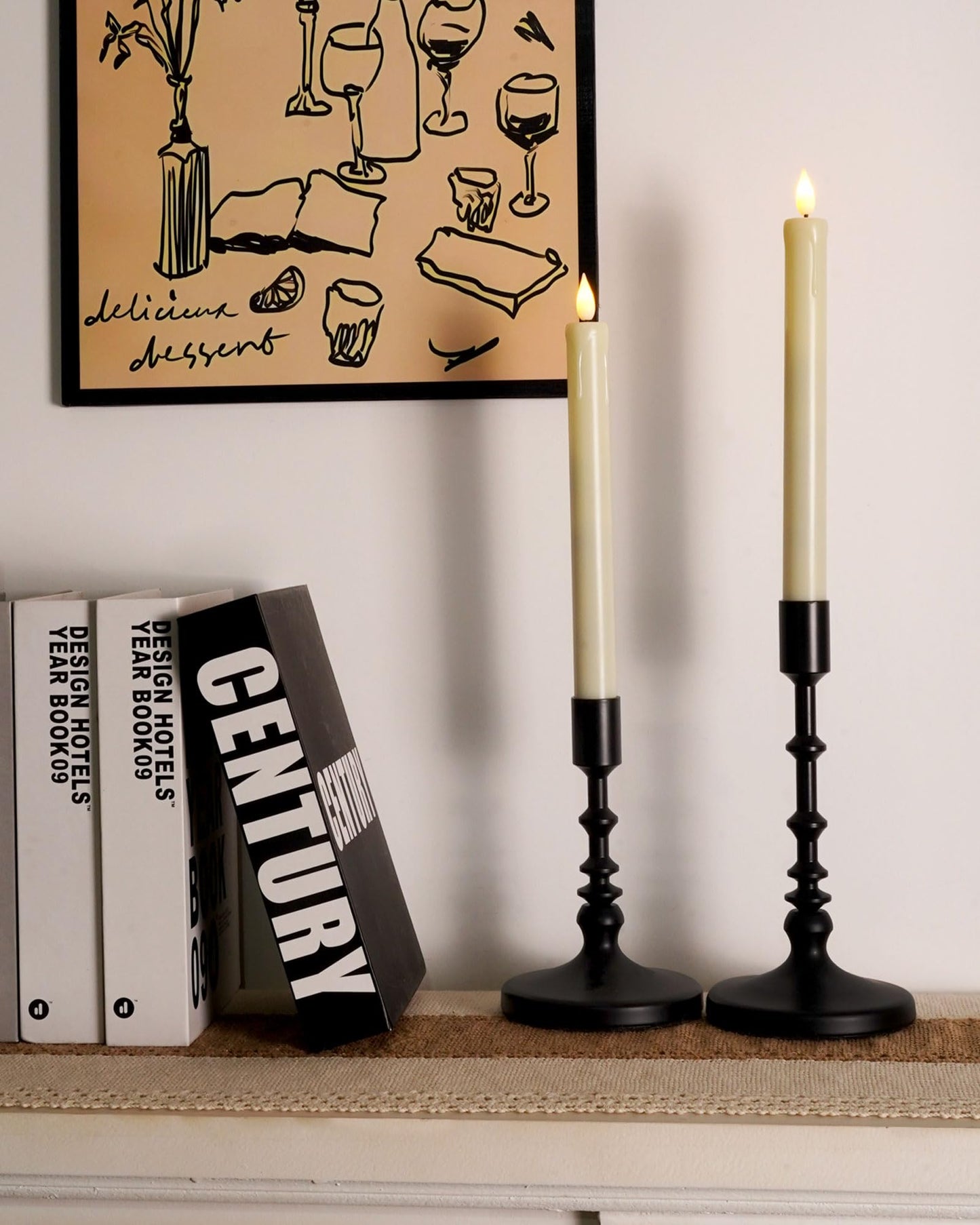 Homemory 6 Pack Plastic Taper Flameless Candles with Remote, Timer, Battery Operated CandleSticks with Flickering Bright Light, 9.6 Inches for Home Decoration