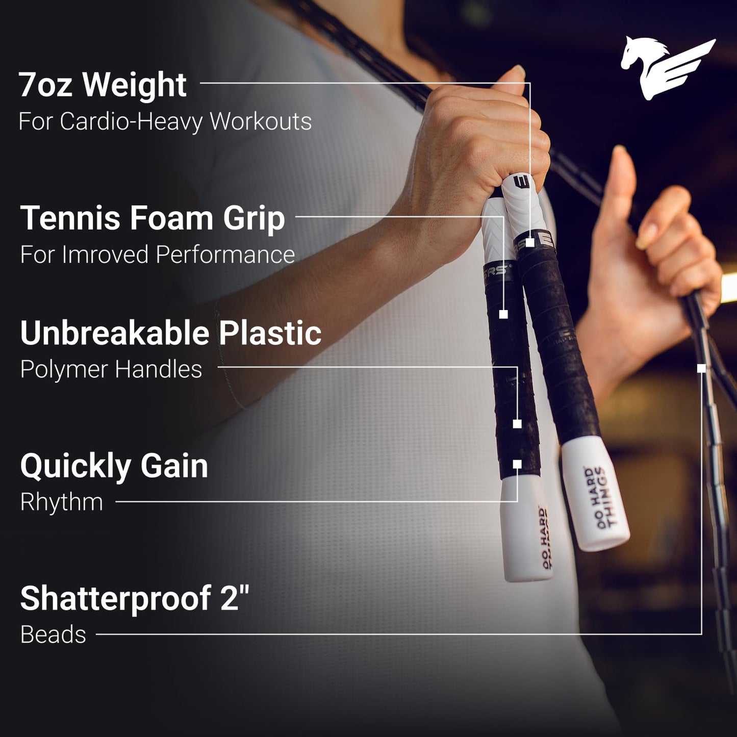 Elite SRS Beaded Jump Rope Adult For Fitness - Beaded Heavy Skipping Rope for Exercise - Unbreakable Long Handles and Shatterproof Beads - Designed for Beginners or Pros - Heavy Beaded Exercise Jump