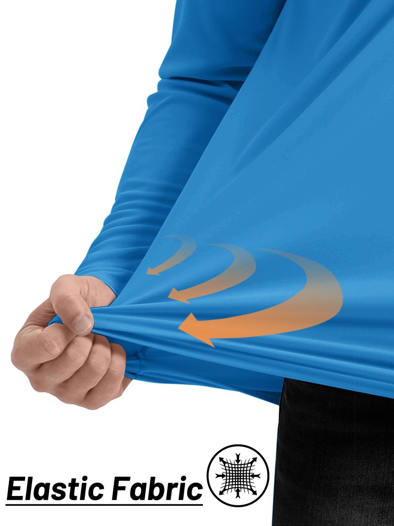 TACVASEN Long Sleeve Swim Shirt for Men Rashguard Quick Dry Fit 1/4 Zip Pullover Athletic Beach Shirts for Sun Protection Workout T-Shirt Blue